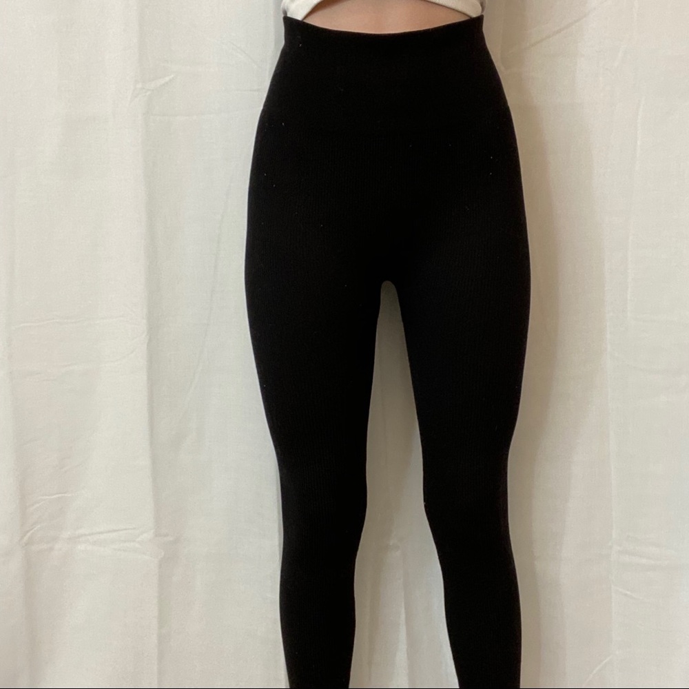 aerie ribbed black leggings